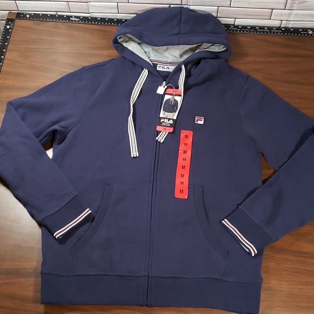 NEW Fila Men's Full Zip Fleece Hoodie Navy Medium
